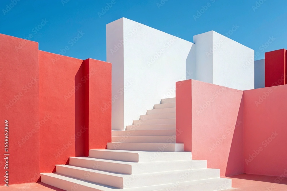 Poster 3d illustration of modern geometric architecture with concrete floor for car presentation and minima