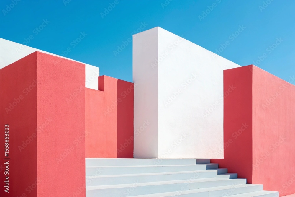 Poster 3d illustration of modern geometric architecture with concrete floor for car presentation and minima