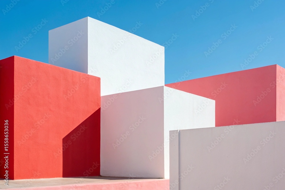 Poster 3d illustration of modern geometric architecture with concrete floor for car presentation and minima