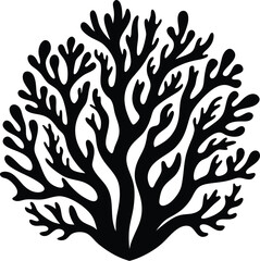 coral seaweed silhouette, underwater plant vector, abstract marine design