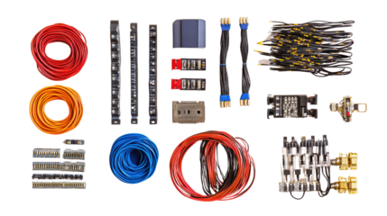 Ribbon cables and wiring kits, Transparent background, PNG file