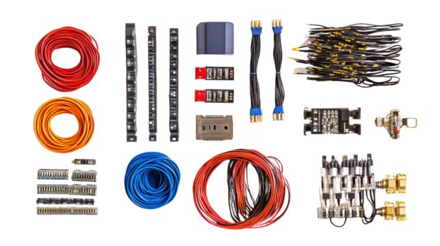 Ribbon cables and wiring kits, Transparent background, PNG file
