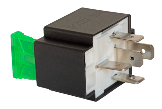 12 volt 30 amp relay with large green fuse