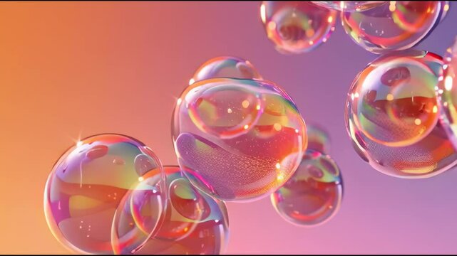 4k video of soap bubbles on a pink background flying around on a pink texture wallpaper background