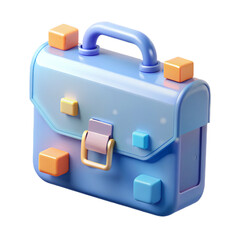 Playful Blue Briefcase with Colorful Blocks - 3D Render