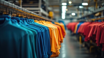 Colorful Clothing Garment Display Rack in a Fashion Retail Store