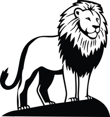 Lion Face Silhouette in Details Vector Illustration  