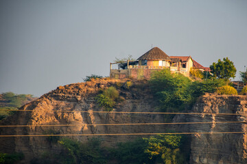 Traditional Bhunga Hut on Cliff Edge at Kutch, Gujarat, India