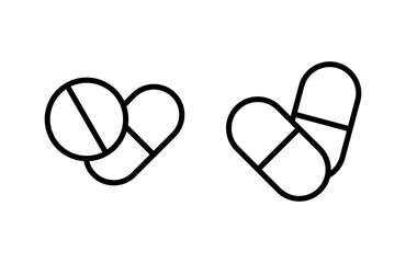Pills icon vector illustration. capsule icon. Drug sign and symbol