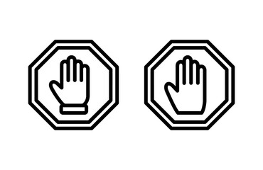 Obraz premium Stop icon vector illustration. stop road sign. hand stop sign and symbol. Do not enter stop red sign with hand