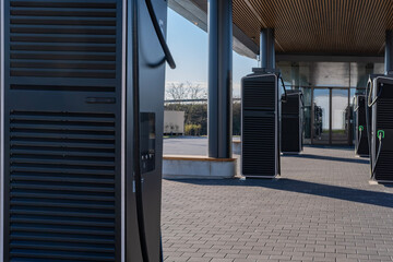 Power Charger electric vehicle, charging station with Lounge, electric vehicle in Europe,...