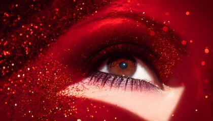 Eye covered in glitter.