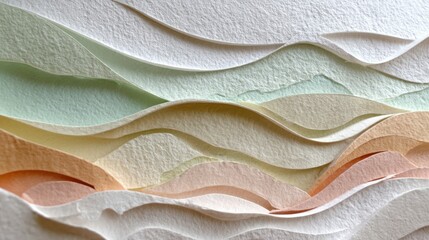 Abstract paper art creating wavy colorful landscape