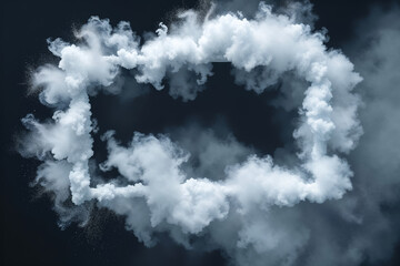 White Glowing Square Frame Surrounded By Ethereal Smoke Powder Particles On Black Background, Abstract Minimal Design Element