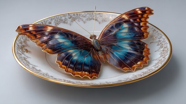 Beautiful butterfly art on vintage plate home decor insect design nature inspired decorative piece object art
