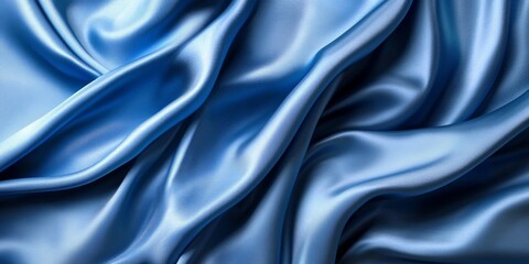 Obraz premium Elegant Baby Blue Silk Drapery with Abstract Ripples and Luxurious Texture in Close-Up Focus