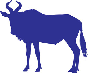  Hartebeest in silhouette pure white background.