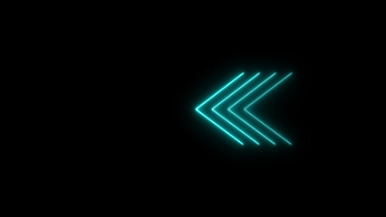 Seamless loop. Glowing neon Arrow icon neon glowing arrows. Direction banner. Directional sign arrow points to the left.	
