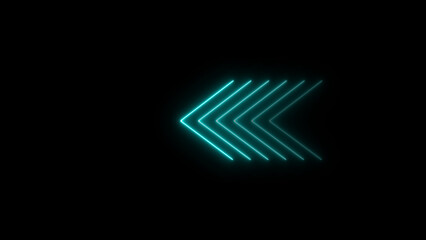 Seamless loop. Glowing neon Arrow icon neon glowing arrows. Direction banner. Directional sign arrow points to the left.	
