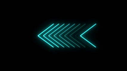 Seamless loop. Glowing neon Arrow icon neon glowing arrows. Direction banner. Directional sign arrow points to the left.	
