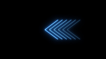 Seamless loop. Glowing neon Arrow icon neon glowing arrows. Direction banner. Directional sign arrow points to the left.	
