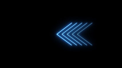 Seamless loop. Glowing neon Arrow icon neon glowing arrows. Direction banner. Directional sign arrow points to the left.	
