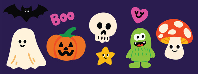 Cartoon, element, ghost in a cloak, autumn, Halloween, illustration, cute picture, hand-painted