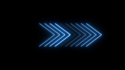 Seamless loop. Glowing neon Arrow icon neon glowing arrows. Direction banner. Directional sign arrow points to the left.	
