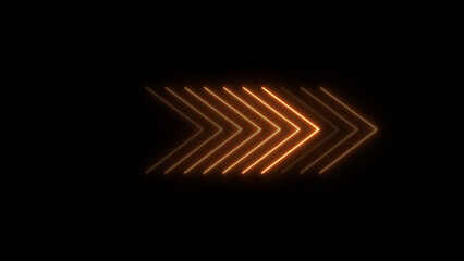 Seamless loop. Glowing neon Arrow icon neon glowing arrows. Direction banner. Directional sign arrow points to the left.	
