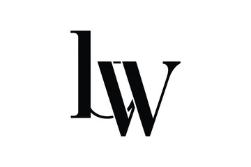 A black and white graphic featuring the letters l and w in a bold font