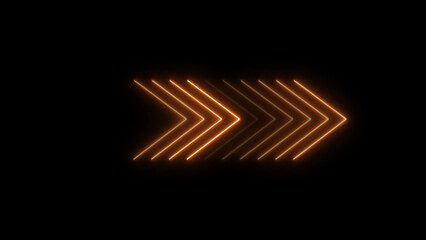 Seamless loop. Glowing neon Arrow icon neon glowing arrows. Direction banner. Directional sign arrow points to the left.	
