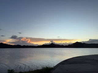 sunset over the lake