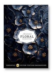 Luxury dark floral art cover design, wedding invitation template design, versatile vector background, brochure template, Luxury invitation card background, invitation, abstract background, cover art