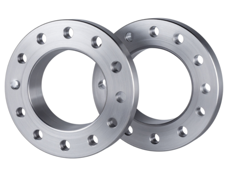 Flanged Pipe Fitting with Bolt Holes and Smooth Metal Surface, Transparent PNG