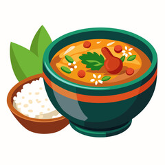 bowl of vegetable soup on white