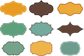 Fototapeta premium Collection of decorative vintage labels and decorative frames in various colors