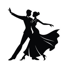 Dancing couple silhouette vector illustration of people in love salsa dance silhouette vector icon illustration on white background