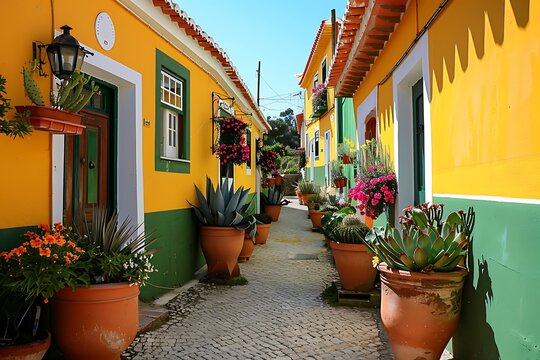 Fototapeta street with flowers