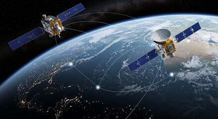 Digital Infrastructure: Satellite Projecting Green Beams