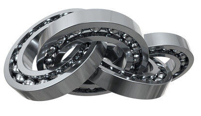 Innovative 3D Render of intertwined ball bearings, symbolizing interconnectedness, technology, and...