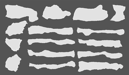 Torn Paper. Realistic paper scraps with torn edges. torn paper pieces in various shapes. Decoration ornament art. Sticky notes