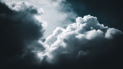 Dramatic storm clouds in deep blue, a sweeping skyscape with dynamic light, nature's raw power on display