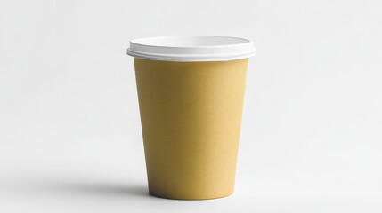 Elegant Disposable Paper Cup Mockup in Neutral Tones for Coffee, Tea, and Hot Beverages, Close-Up