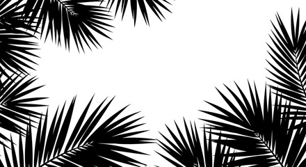 Tropical palm leaves frame vector illustration for summer design, flat style © Maureen