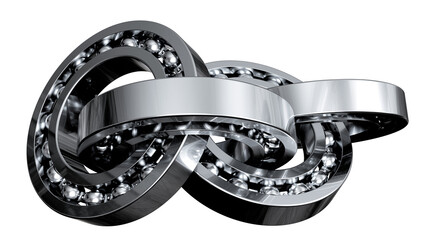Innovative 3D Render of intertwined ball bearings, symbolizing interconnectedness, technology, and...