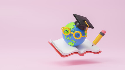 International literacy day of open book for education background or learning event concept. Read a book day, back to school. Post design for social media. International Education day. 3d rendering