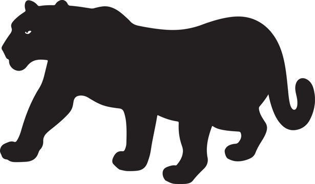 Mapinguari jaguar in silhouette purw white background.