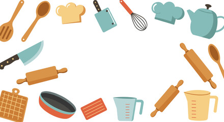 Kitchen tools vector illustration for culinary themed design in flat style