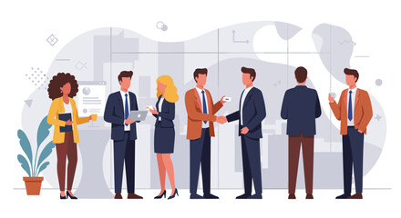 Business networking event concept: flat style vector illustration for corporate poster design