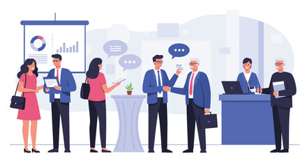 Business networking event vector illustration for professional design, web use, and marketing materials in flat style